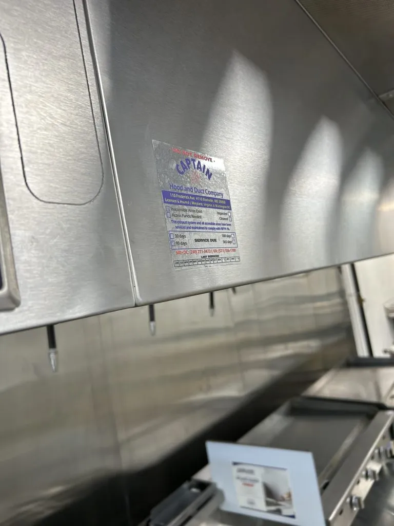 Commercial Kitchen Hood Cleaning Sticker